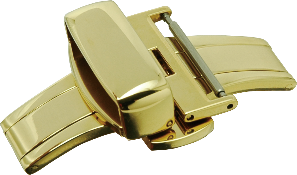 カシス cassis Dバックル 16mm(尾錠側) ステンレス ローズゴールド サテン仕上げ プシュ式 両開き 時計ベルト用 : CASSIS[カシス] 時計ベルト Dバックル PD-BUCKLE